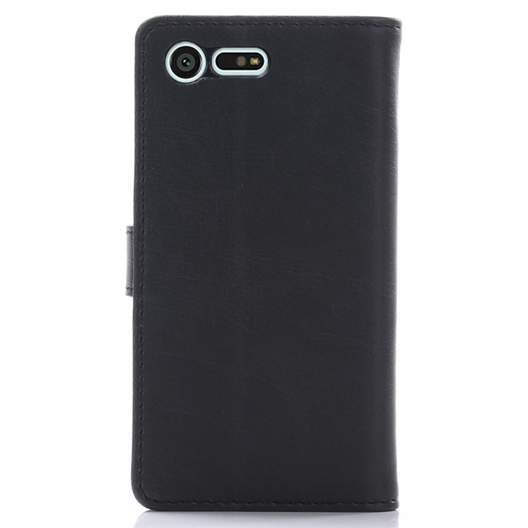 Case in Pelle di Texture Folle Per Sony Xperia X Compact e Shock Aofforte TPU Wallet Stand Style Flip Cover Del Telefono Flip - Nero