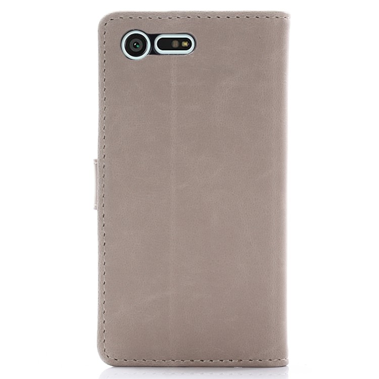 Housse de portefeuille en cuir Crazy Horse pour Sony Xperia X Compact - gris-3