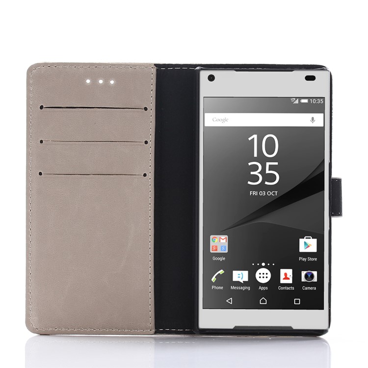 Housse de portefeuille en cuir Crazy Horse pour Sony Xperia X Compact - gris-4