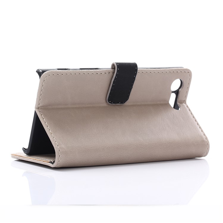 Housse de portefeuille en cuir Crazy Horse pour Sony Xperia X Compact - gris-5