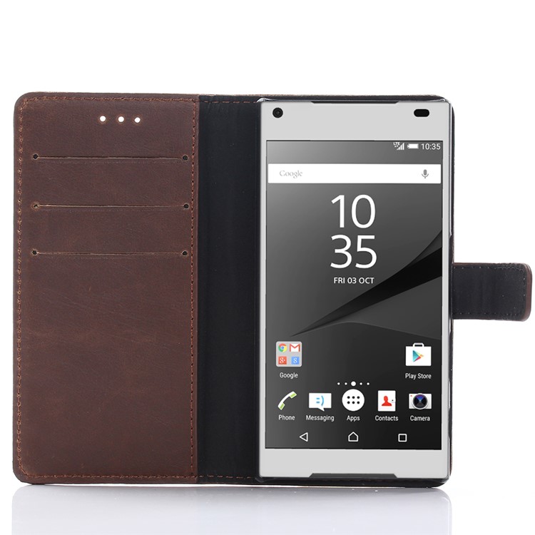 Crazy Horse Ledertasche Für Sony Xperia X Compact - Kaffee-4
