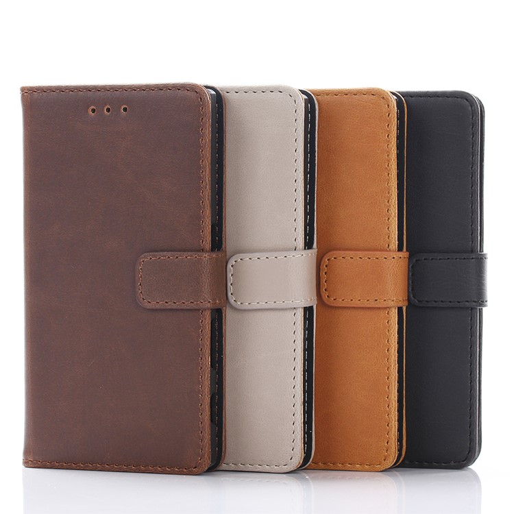 Crazy Horse Leather Wallet Cover Case for Sony Xperia X Compact - Brown-6