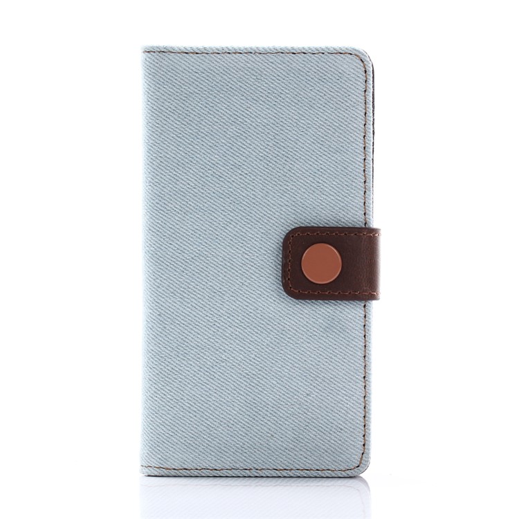 Jeans Cloth Leather Wallet Case for Sony Xperia X Compact - Baby Blue-1