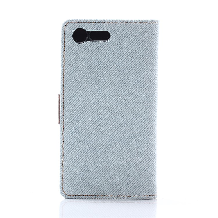 Jeans Cloth Leather Wallet Case for Sony Xperia X Compact - Baby Blue-2