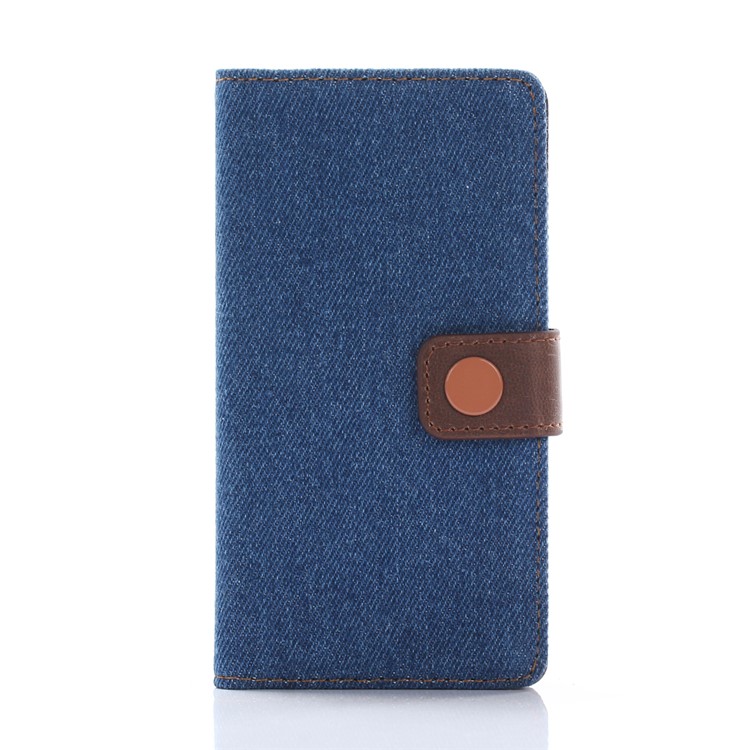 Cubierta De La Cartera De Cuero De Paño De Jeans Para Sony Xperia X Compacto - Azul Oscuro-1