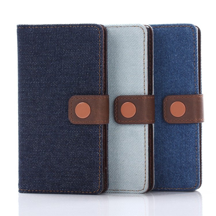 Cubierta De La Cartera De Cuero De Paño De Jeans Para Sony Xperia X Compacto - Azul Oscuro-6