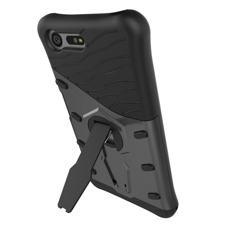 Armor PC + TPU Hybrid Kickstand Cover for Sony Xperia X Compact - Grey-5