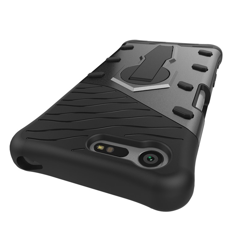 Armor PC + TPU Hybrid Kickstand Cover for Sony Xperia X Compact - Grey-8