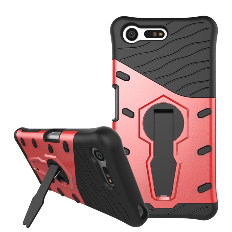 Armor PC + TPU Combo Case with Kickstand for Sony Xperia X Compact - Red-1