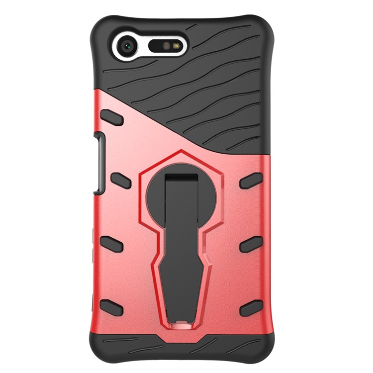 Armor PC + TPU Combo Case with Kickstand for Sony Xperia X Compact - Red-3
