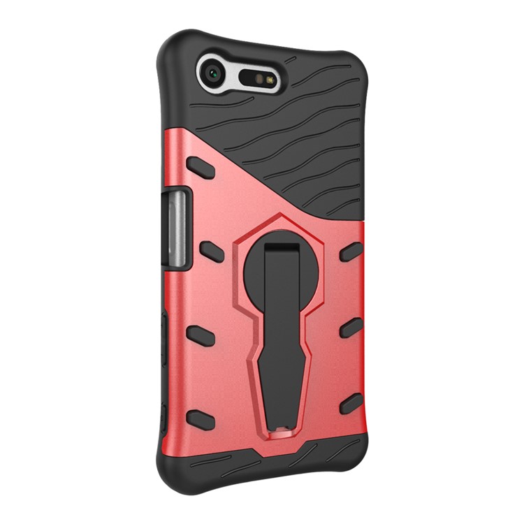 Armor PC + TPU Combo Case with Kickstand for Sony Xperia X Compact - Red-4