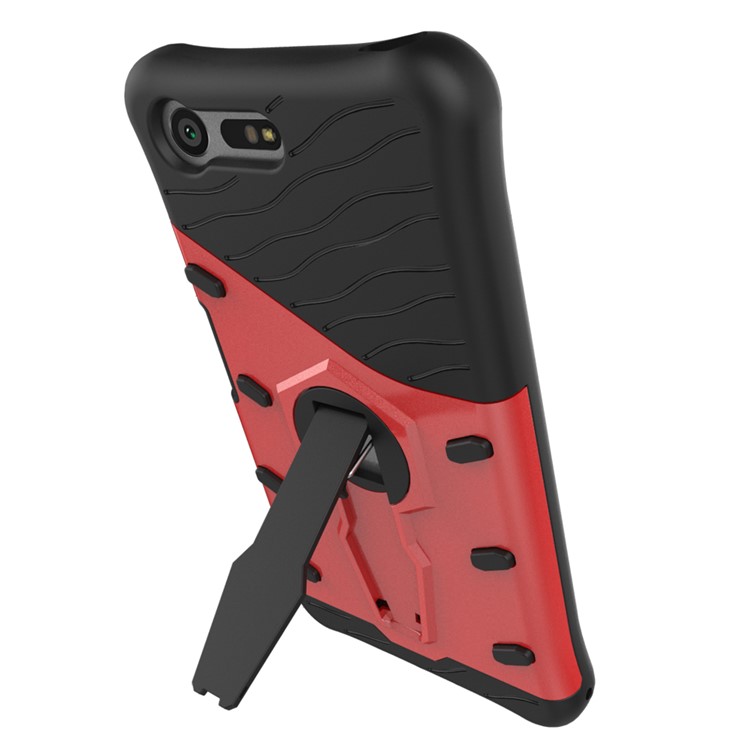 Armor PC + TPU Combo Case with Kickstand for Sony Xperia X Compact - Red-5