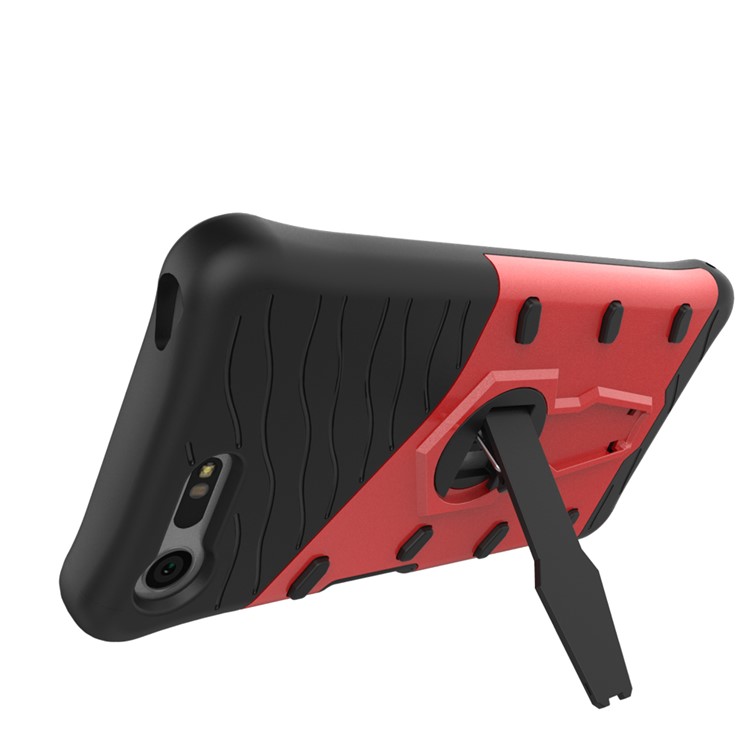Armor PC + TPU Combo Case with Kickstand for Sony Xperia X Compact - Red-7