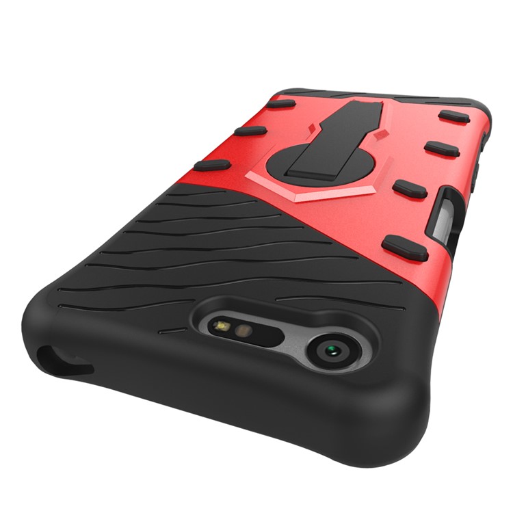 Armor PC + TPU Combo Case with Kickstand for Sony Xperia X Compact - Red-8