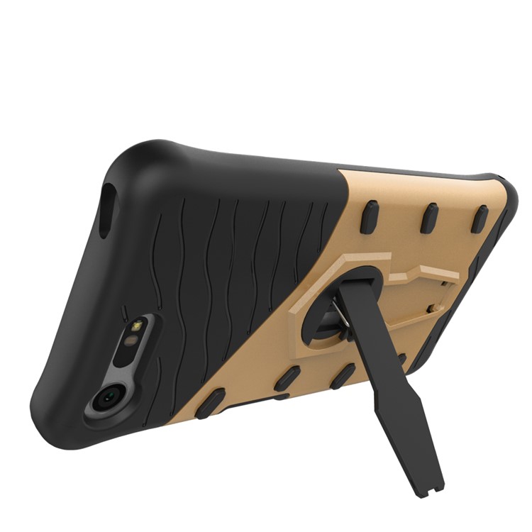 Armor Hybrid PC TPU Kickstand Teléfono Estuche para Sony Xperia X Compact - Oro-7
