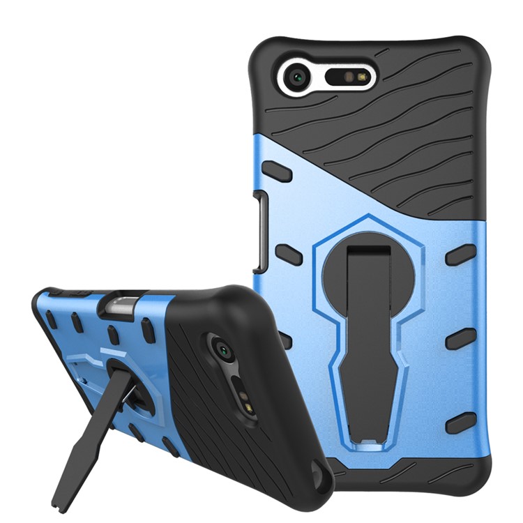 PC híbrido + Tampa de armadura TPU Kickstand para Sony Xperia X Compact - azul-1