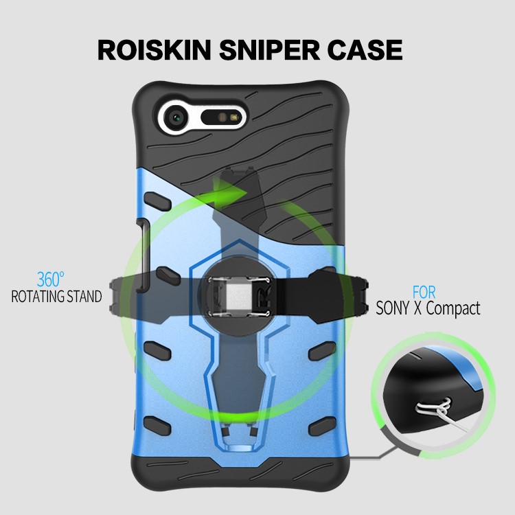 PC híbrido + Tampa de armadura TPU Kickstand para Sony Xperia X Compact - azul-15