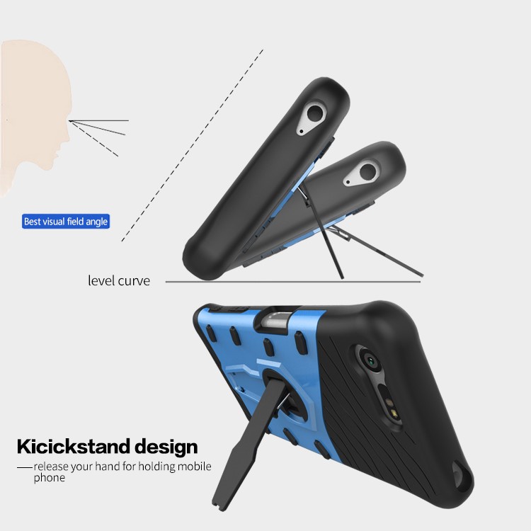 PC híbrido + Tampa de armadura TPU Kickstand para Sony Xperia X Compact - azul-17
