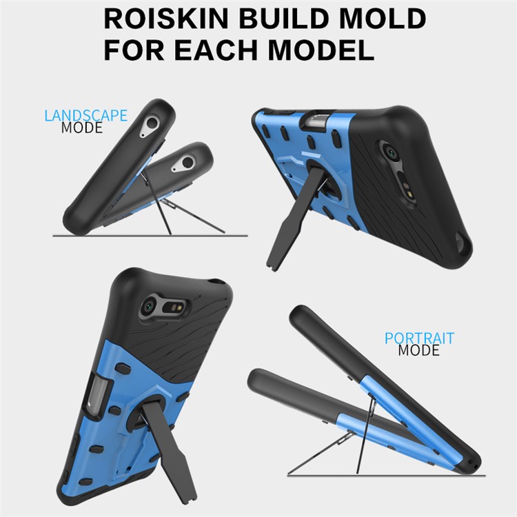 PC híbrido + Tampa de armadura TPU Kickstand para Sony Xperia X Compact - azul-19