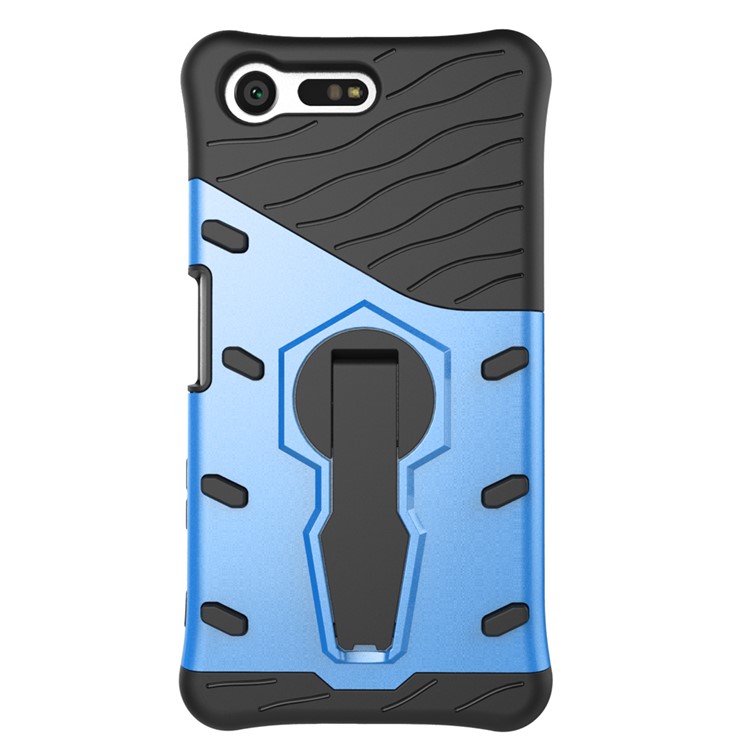 PC híbrido + Tampa de armadura TPU Kickstand para Sony Xperia X Compact - azul-3