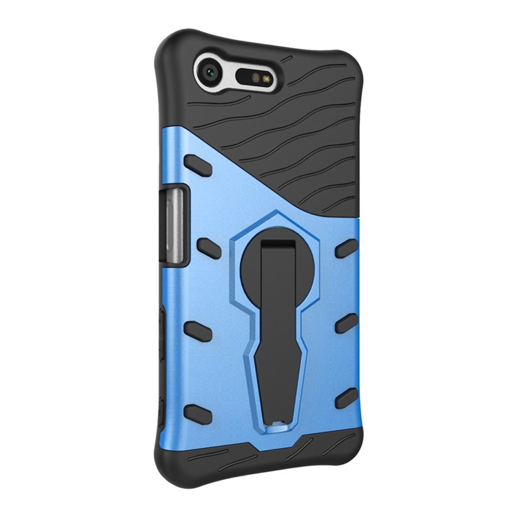 PC híbrido + Tampa de armadura TPU Kickstand para Sony Xperia X Compact - azul-4
