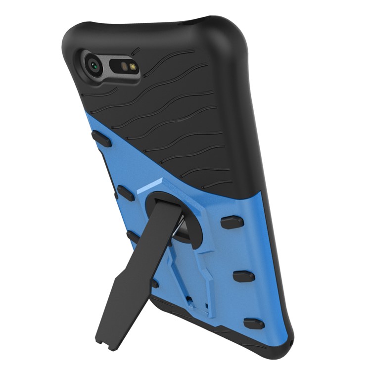 PC híbrido + Tampa de armadura TPU Kickstand para Sony Xperia X Compact - azul-5