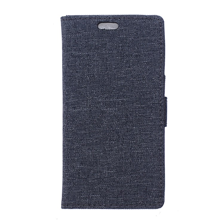 Linen Texture Leather Wallet Case for Sony Xperia XZ - Black-1