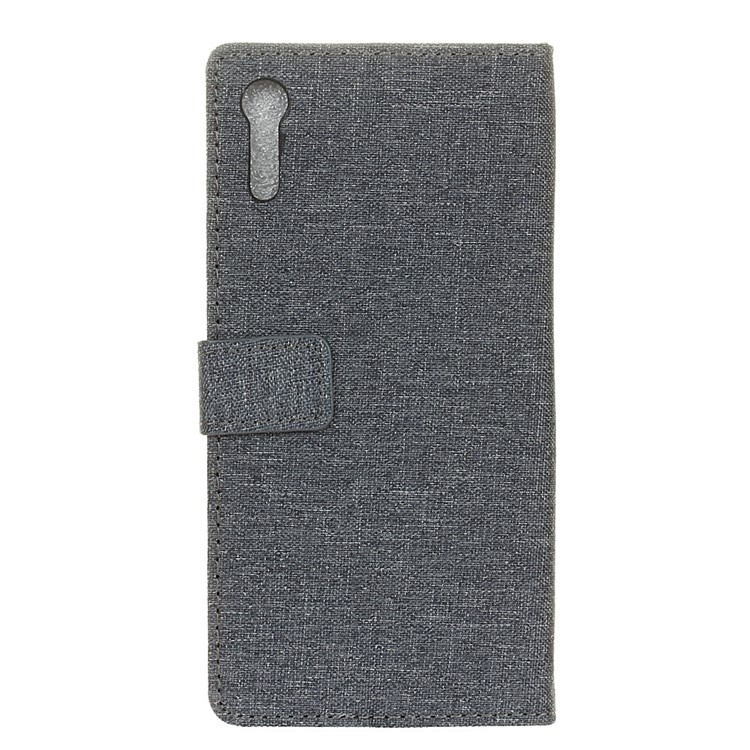 Linen Texture Leather Wallet Case for Sony Xperia XZ - Black-2