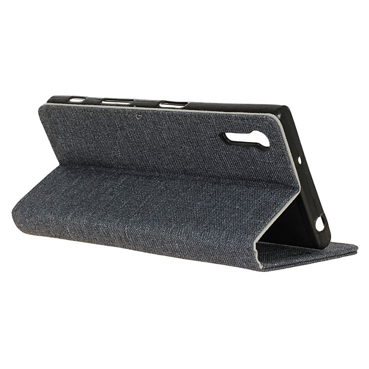 Linen Texture Leather Wallet Case for Sony Xperia XZ - Black-6