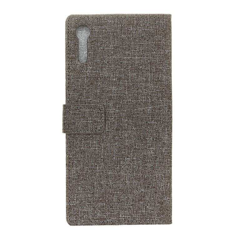 Linen Texture Leather Wallet Cover for Sony Xperia XZ - Grey-2