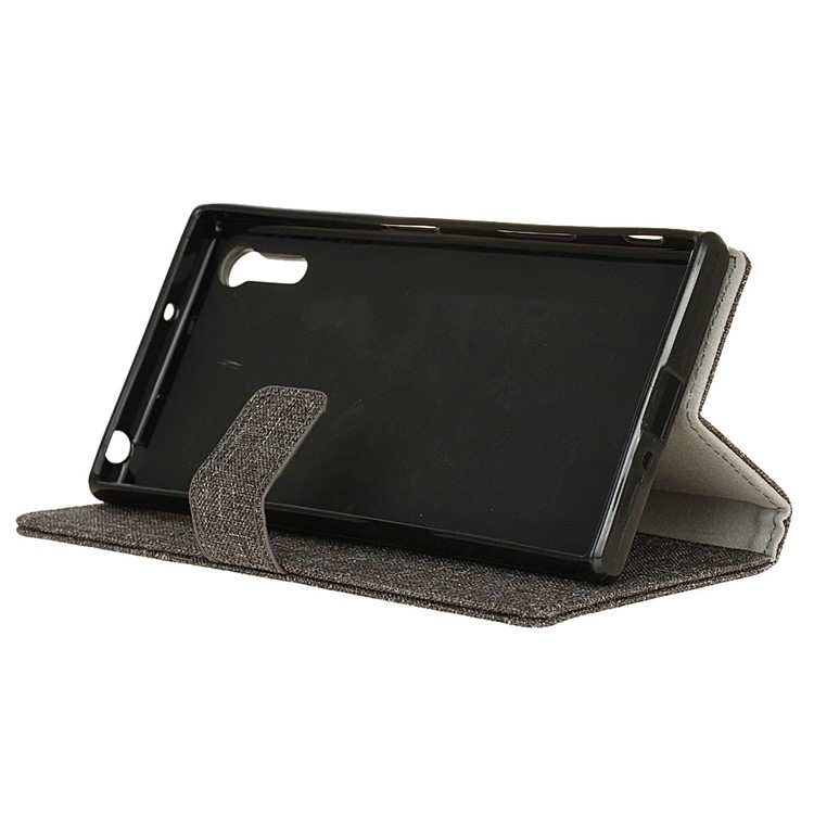 Linen Texture Leather Wallet Cover for Sony Xperia XZ - Grey-5