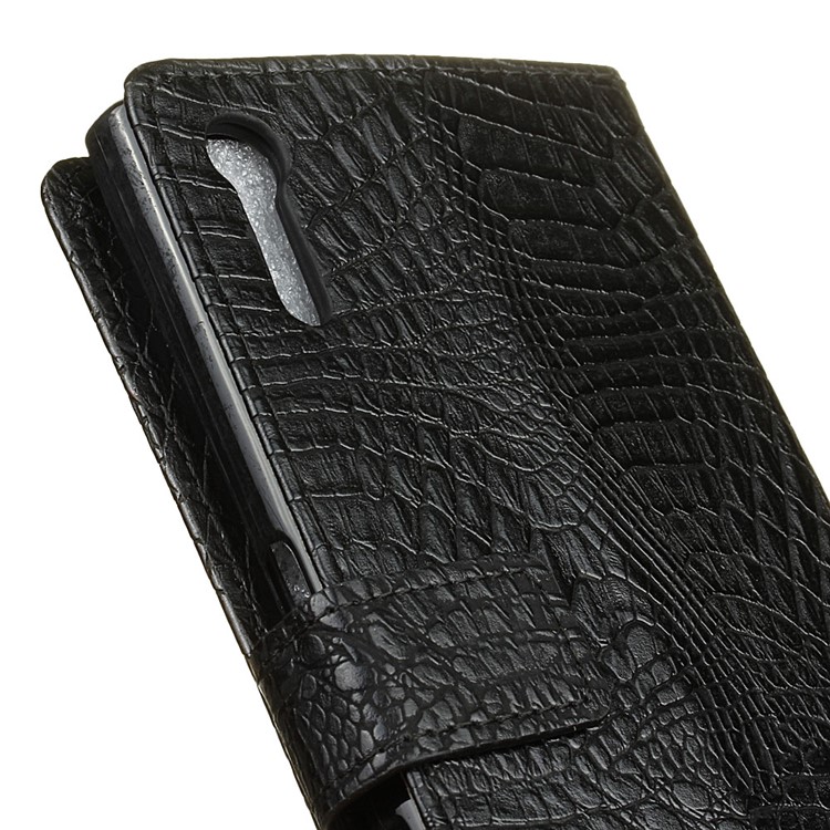 Custodia A Portafoglio In Pelle PU Con Coccodrillo Per Sony Xperia Xzs / XZ - Nero-3