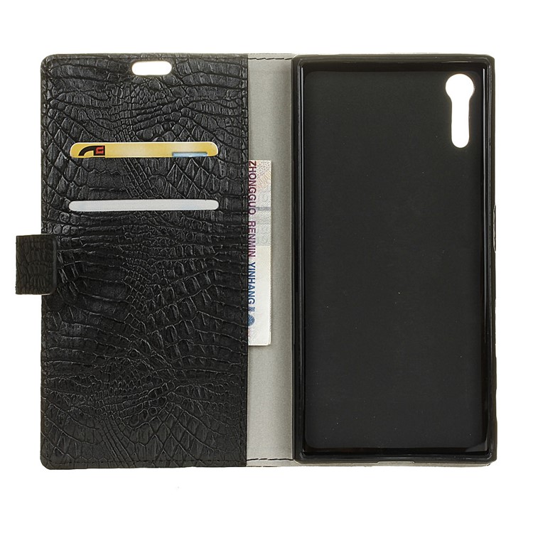 Custodia A Portafoglio In Pelle PU Con Coccodrillo Per Sony Xperia Xzs / XZ - Nero-4