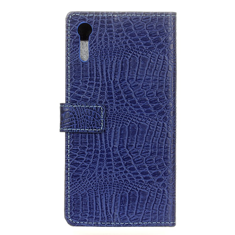 Crocodile Texture PU Leather Wallet Case for Sony Xperia XZs / XZ - Dark Blue-2