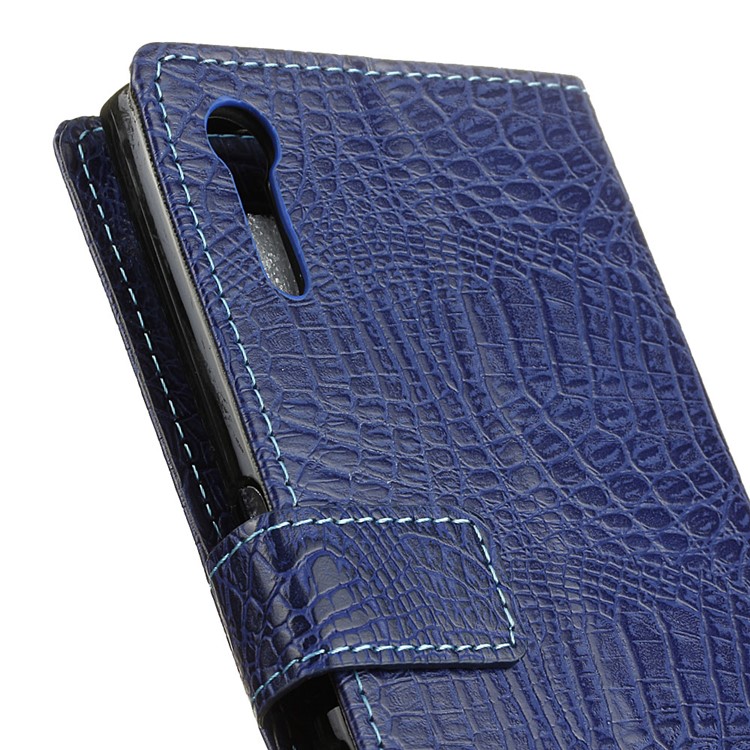 Crocodile Texture PU Leather Wallet Case for Sony Xperia XZs / XZ - Dark Blue-3