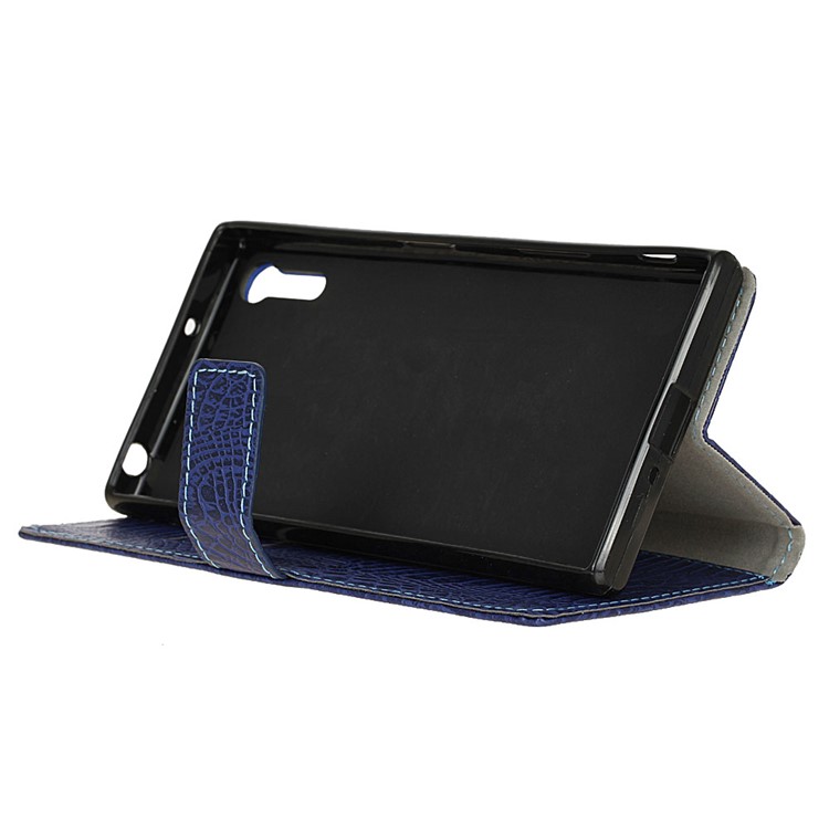 Crocodile Texture PU Leather Wallet Case for Sony Xperia XZs / XZ - Dark Blue-5