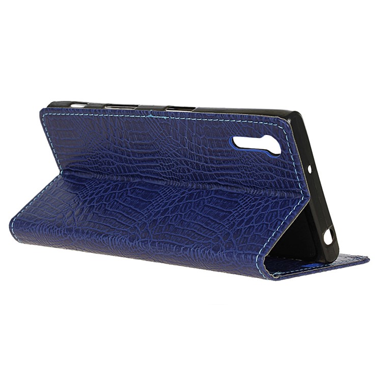 Crocodile Texture PU Leather Wallet Case for Sony Xperia XZs / XZ - Dark Blue-6
