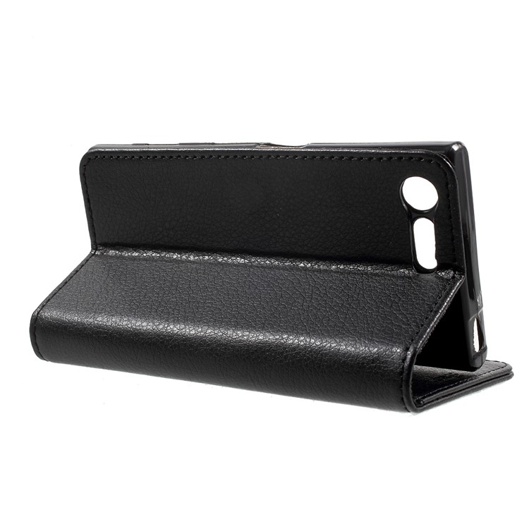 Lychee Skin Leather Wallet Case for Sony Xperia X Compact - Black-3