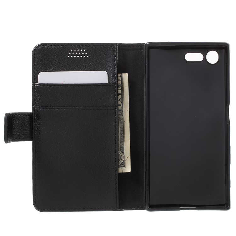 Lychee Skin Leather Wallet Case for Sony Xperia X Compact - Black-4