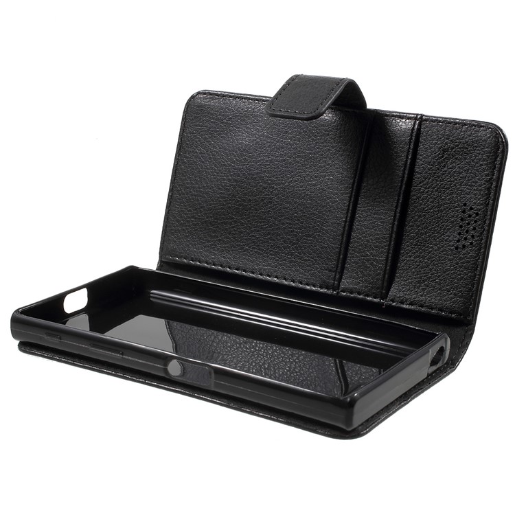 Lychee Skin Leather Wallet Case for Sony Xperia X Compact - Black-5