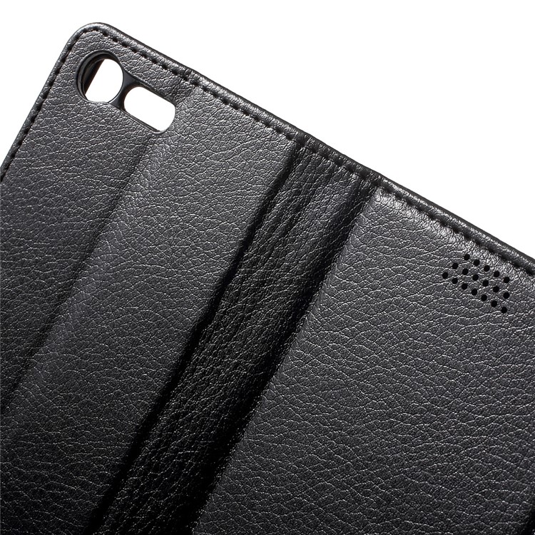 Lychee Skin Leather Wallet Case for Sony Xperia X Compact - Black-6