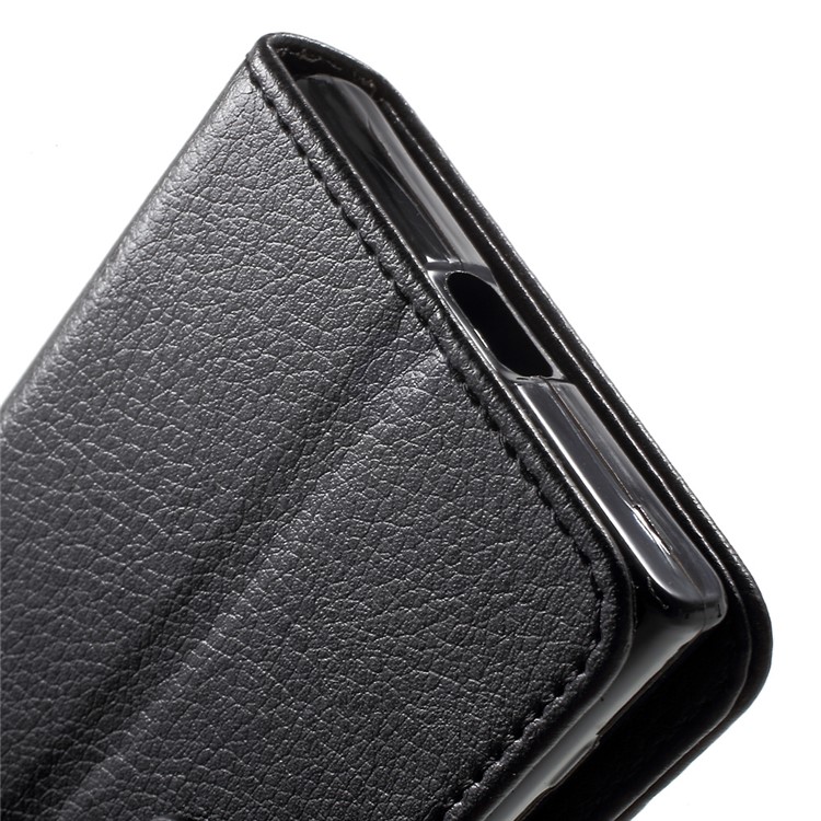 Lychee Skin Leather Wallet Case for Sony Xperia X Compact - Black-8