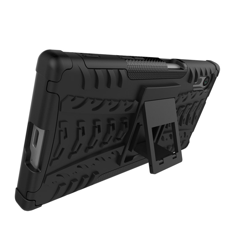 Anti-slip PC + TPU Hybrid Case with Kickstand for Sony Xperia XZ - Black-10