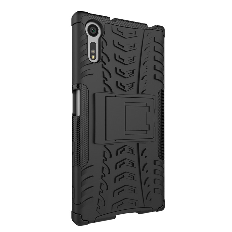 Anti-slip PC + TPU Hybrid Case with Kickstand for Sony Xperia XZ - Black-3
