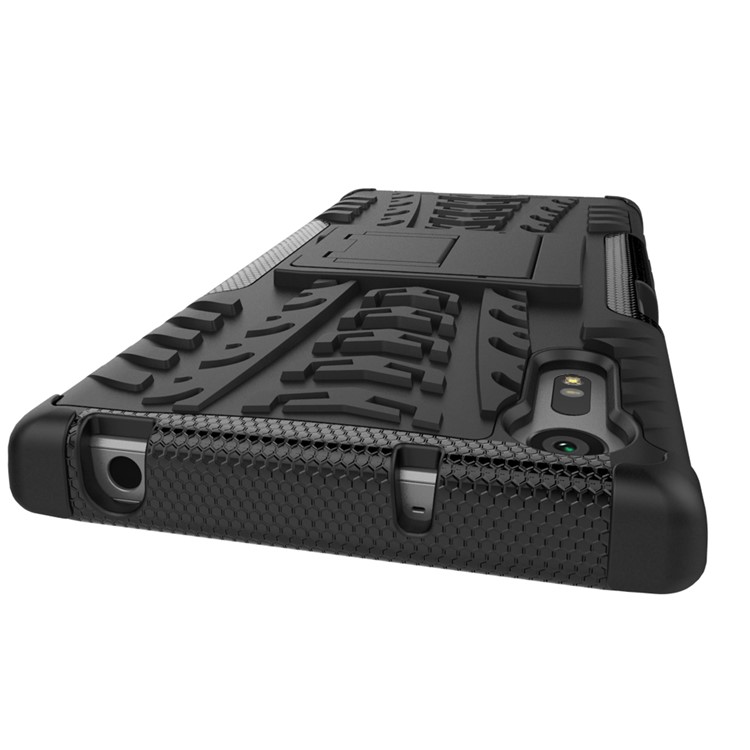 Anti-slip PC + TPU Hybrid Case with Kickstand for Sony Xperia XZ - Black-7
