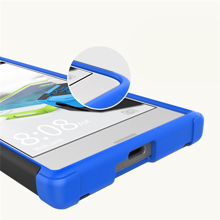 Anti-slip PC + TPU Hybrid Case Shell with Kickstand for Sony Xperia XZs / XZ - Blue-4