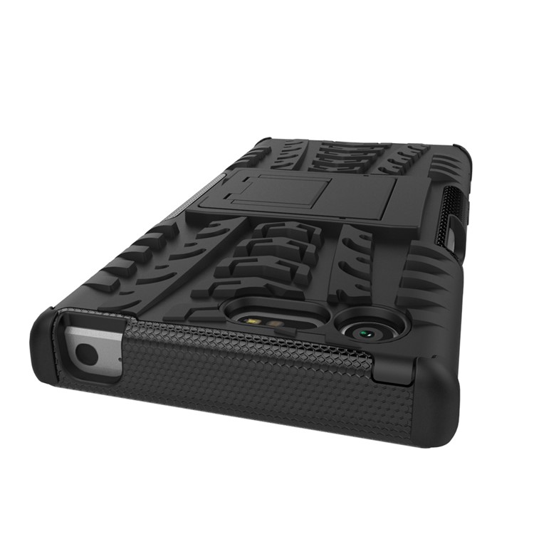 contre-oubli PC + Étui hybride TPU avec Kickstand pour Sony Xperia X Compact - Noir-5
