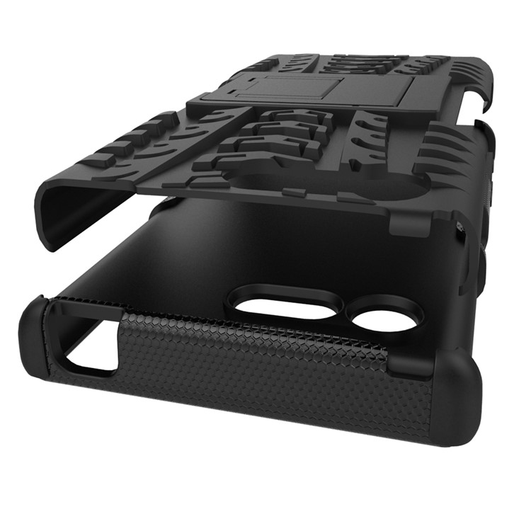 contre-oubli PC + Étui hybride TPU avec Kickstand pour Sony Xperia X Compact - Noir-7