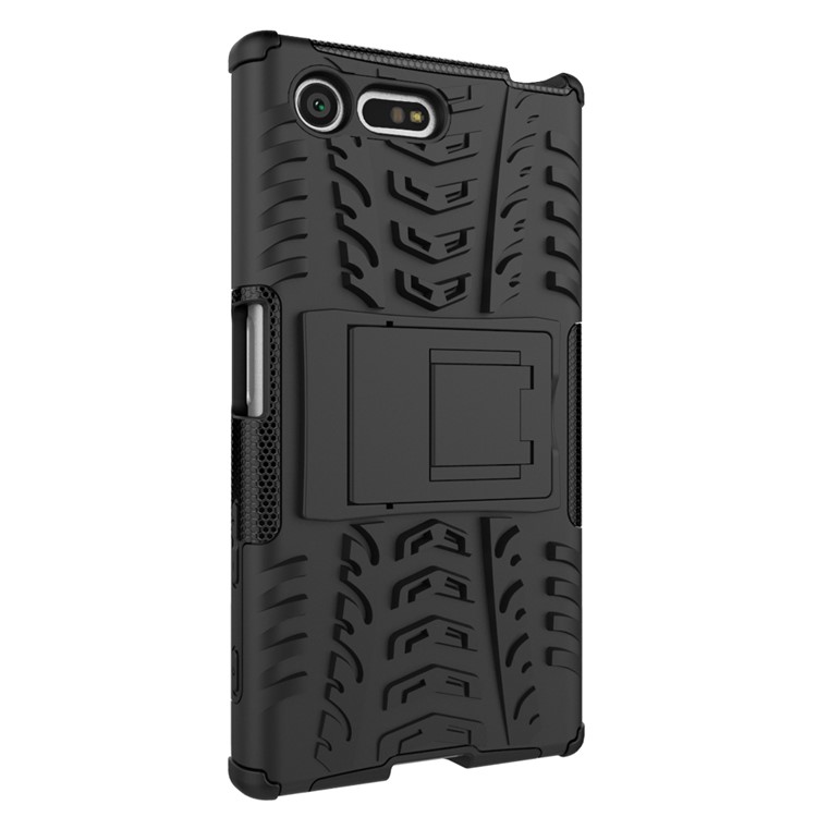 contre-oubli PC + Étui hybride TPU avec Kickstand pour Sony Xperia X Compact - Noir-9