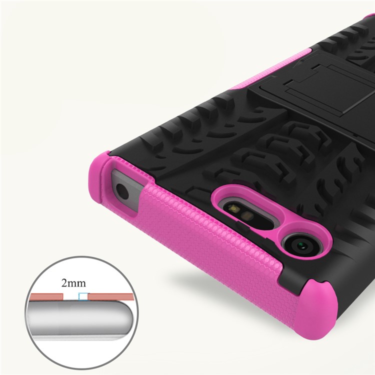 contre-oubli PC + Housse hybride TPU avec Kickstand pour Sony Xperia X Compact - Rose-3